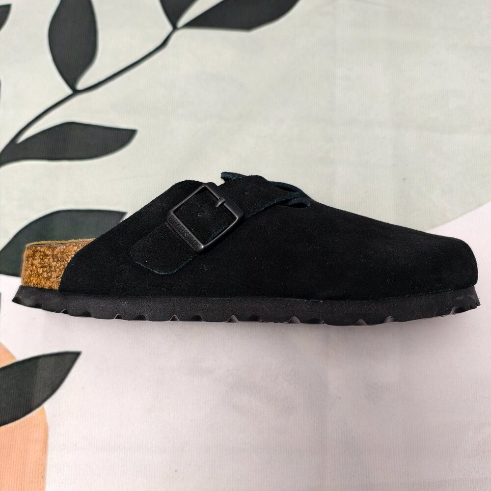 NWT - Women's Black Suede Birkenstock Boston Shoes - Narrow Fit - Picture 5 of 5